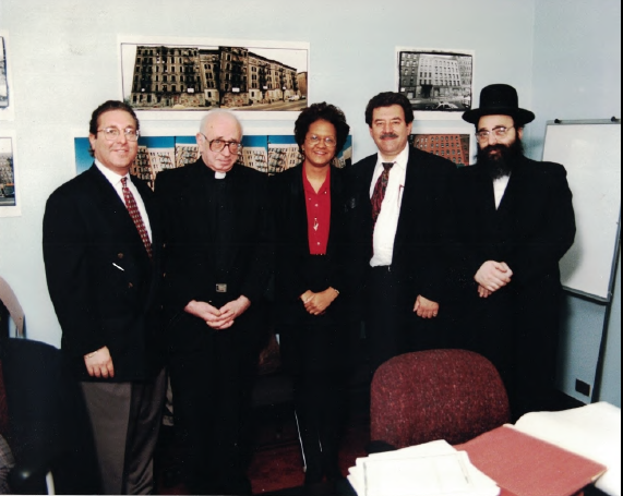 Rabbi David Niederman with David Pagan of Los Sures in 1997 working together to bring affordable housing to Williamsburg